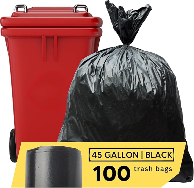 Natural Pet Partners, 45 gallon 100 Count Trash bags, USDA-Certified Garbage Bags, High Density 45 Gallon Kitchen Trash Bags, Unscented Multi-purpose Tall Waste Bags