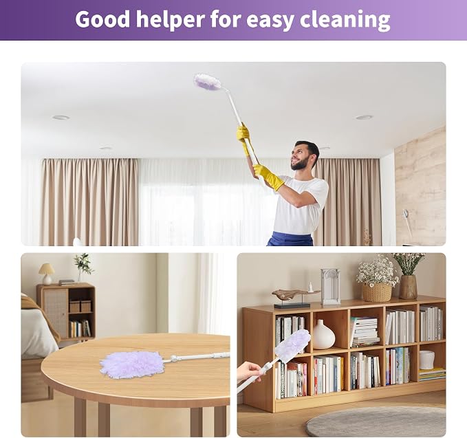 360° Duster Refills for S-wiffer Dusters,Multi Surface Thickened Heavy Duster kit for Cleaning inclue 40 Count Disposable Dust Refills with 1 Extension Handle