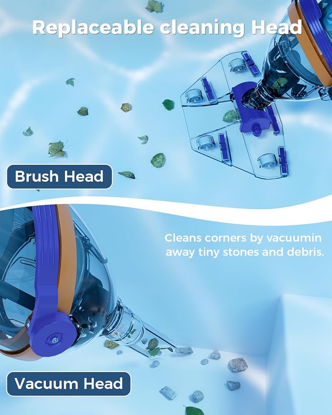 Great Shark Cordless Pool Vacuum with Remote Power Switch, 1.8m Telescopic Pole, 75 Min Runtime, 18 GPM Suction, Handheld Pool Vacuum for Above Ground & Inground Pools, Spa & Hot Tub