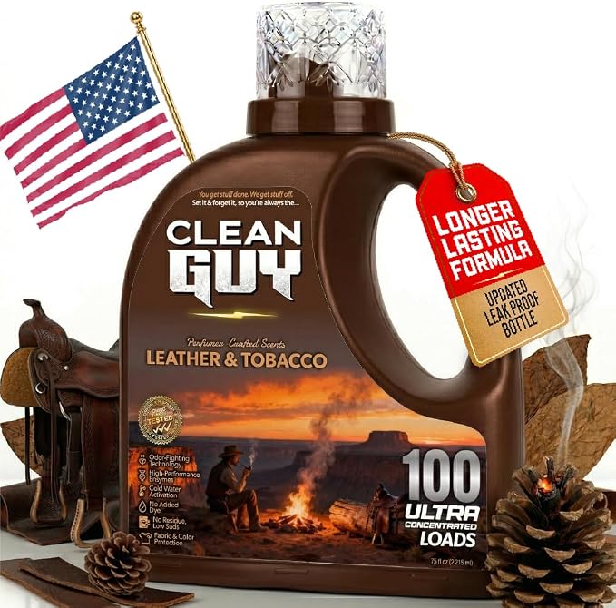 Laundry Detergent | Powerful Cleaning, Soft & Fresh Clothes, Long-Lasting Aroma - Leather & Tobacco (100 Loads)