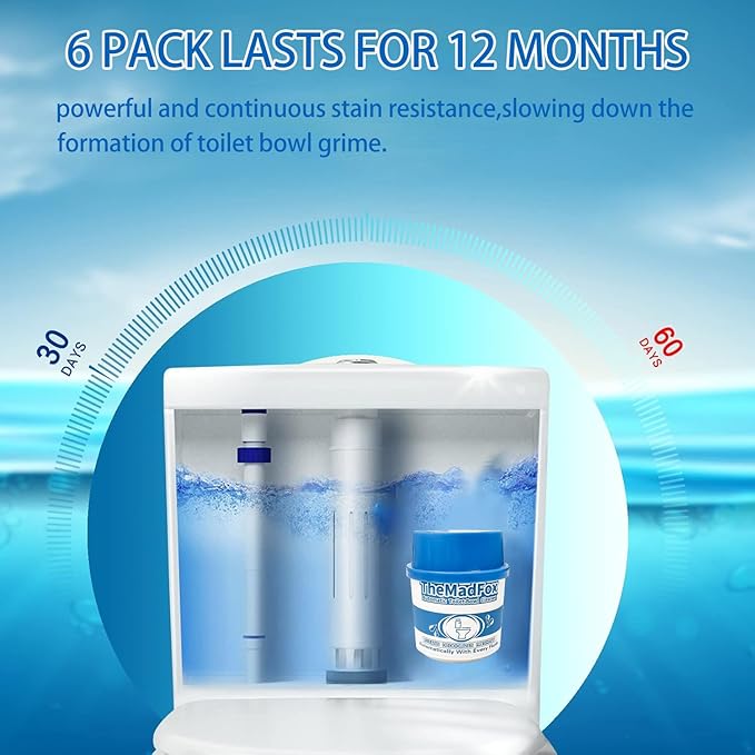 6 Pcs Probiotic Toilet Bowl Cleaner Bottle, Automatic Toilet Tank Cleaner with Enzyme-Powered Stain & Limescale Prevention, Safe for Plumbing & Septic Safe