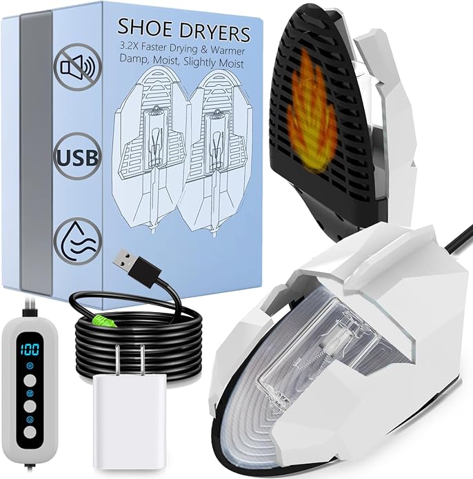 Shoe Dryer and Deodorizer, Boot Warmer & Mute Mode Heating Moisture Remover, Portable Boot Dryer, Fast Drying for Smelly Shoes, Gym Shoes, Athletic Footwear(US Sizes 5-14) Travel Reduce Odors Solution