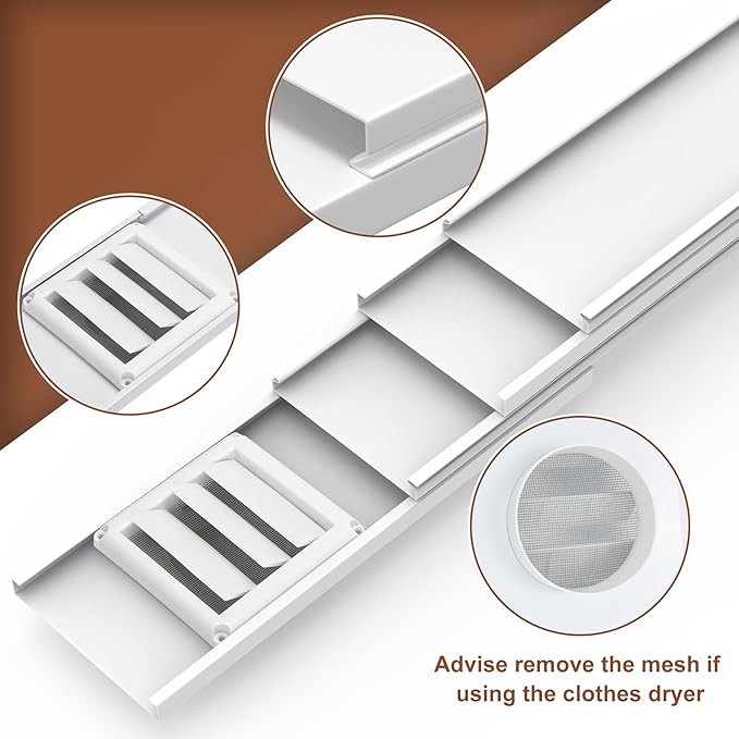 BJADE'S Dryer Vent Window Kit for 4" Dryer Vent Hose with Outdoor Dryer Vent Cover,Window Seal Plates Kit for Sliding and Hung Windows.Adjustable Length Panels Up to 63 Inches.