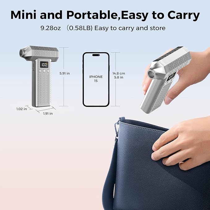 Compressed Air Duster with Display 300000RPM Electric Cleaner Kit 3 Gears Adjustable Type-C Charge Rechargeable 10000Pa Portable Handheld Vacuum for Cleaning Keyboard PC Car Office Pet Food