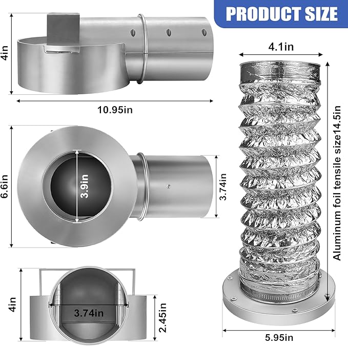 Magnetic Dryer Vent Coupler,Dryer Vent Coupling 90-Degree Elbow,Magnetic Dryer Vent Connector Kit Strong Magnetic Self-connection