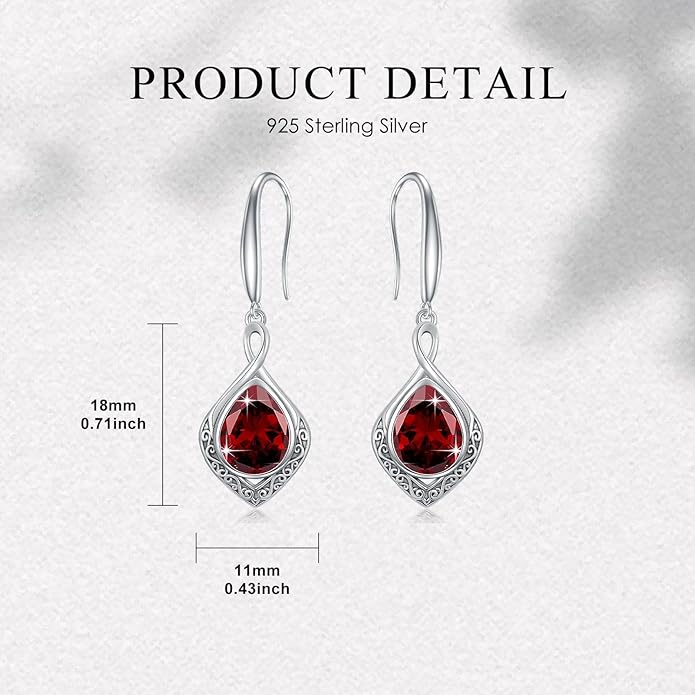 PELOVNY Celtic Knot Filigree Earrings for Women 925 Sterling Silver Moss Agate/Birthstone Infinity Earrings Birthday Christmas Jewelry Gifts for Mom Daughter Wife Sister