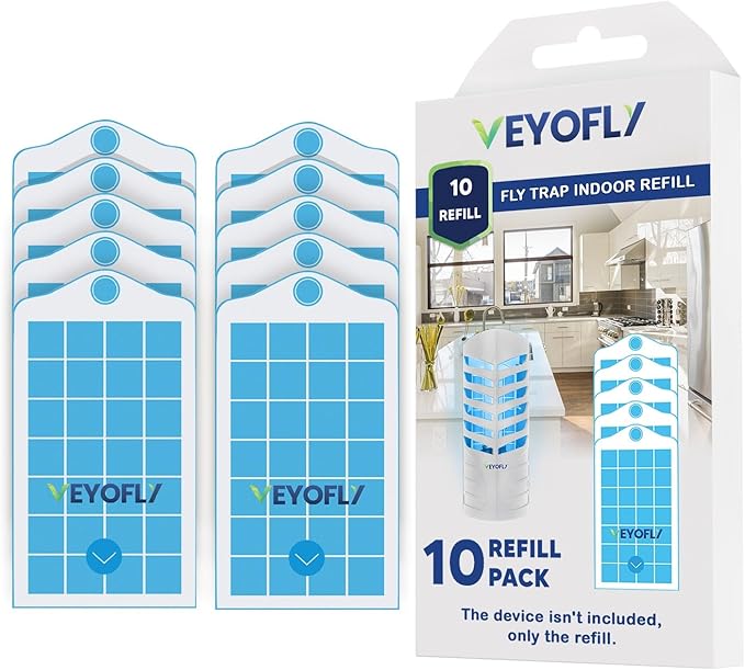 VEYOFLY Fly Trap (1 Device + 3 Glue Boards) + 10 Refills Pack Bundle - Plug in Flying Insect Trap, Fruit Fly Traps for Indoors-Mosquito,Fruit Fly, Gnat Trap, Bugs- No Odor