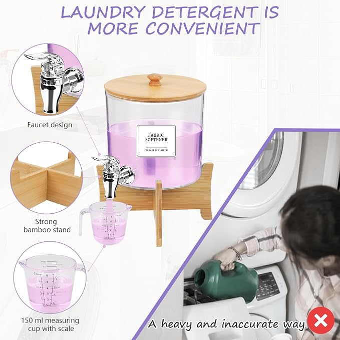 Laundry Room Organization Set 12, Laundry Pods Container & Dryer Sheet Holder with Lids & Labels, Liquid Laundry Detergent Dispenser, Fabric Softener Dispenser for Detergent Powder Dryer Balls Beads