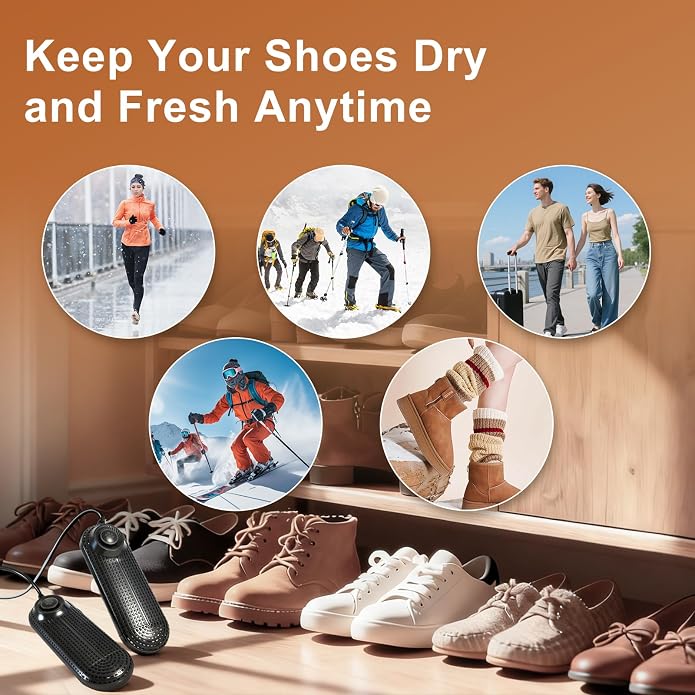 Electric Boot Dryer, Shoe Warmer with IC Controller, Footwear Travel Dryers Silent with 3/6/9 Hours Timer