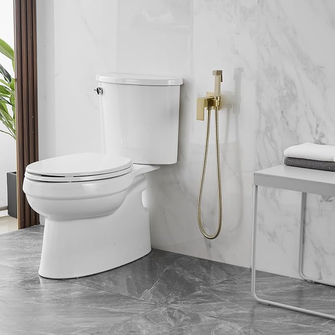 BWE Gold Handheld Toilet Bidet Sprayer Kit with Adjustable Pressure | | Adults & Kids & Pets Cleaning| Hot & Cold Water Control | Leak Resistant Design | Easy Install
