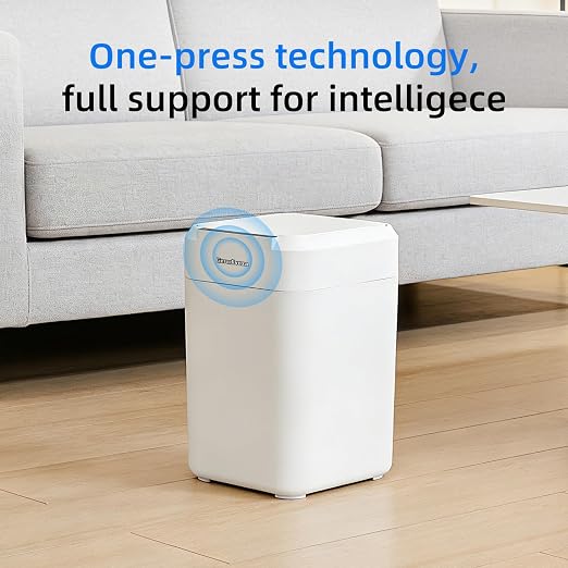 4.5 Gallon Smart Self-Sealing & Self-Changing Trash Can, 17L Automatic Motion Sensor Garbage Bin with Lid, Touchless Electric Wastebasket for Bathroom, Bedroom, and Office - White