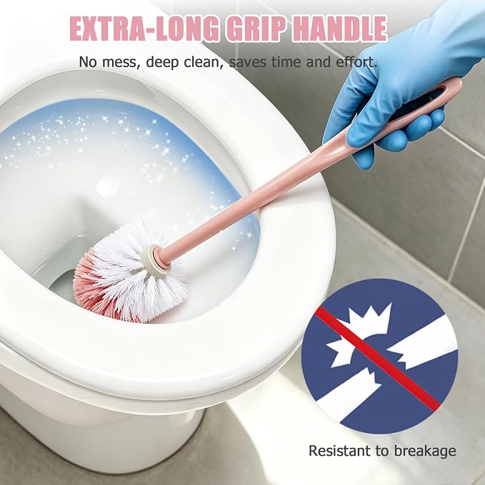 15 Pcs Toilet Brush,17.3" Bathroom Toilet Bowl Brush,Commercial Heavy Duty Toilet Bowl with Hook & Gloves,Long Handle Toilet Bowl for Household Cleaning,Professional/Janitorial Scrub Brush for Toilet