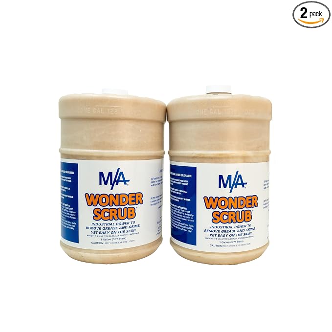 M/A Wonder Scrub - Industrial Strength Mechanic Hand Cleaner - Heavy Duty Walnut Shell Soap - Tough on Grease and Dirt (Gallon 2 Pack)