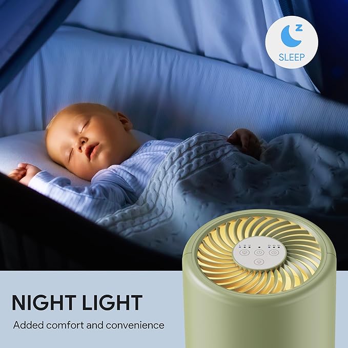 FULMINARE Air Purifiers for Bedroom Air Filter, Quiet Air Cleaner With Night Light, Portable Small Air Purifier for Home, Office, Living Room