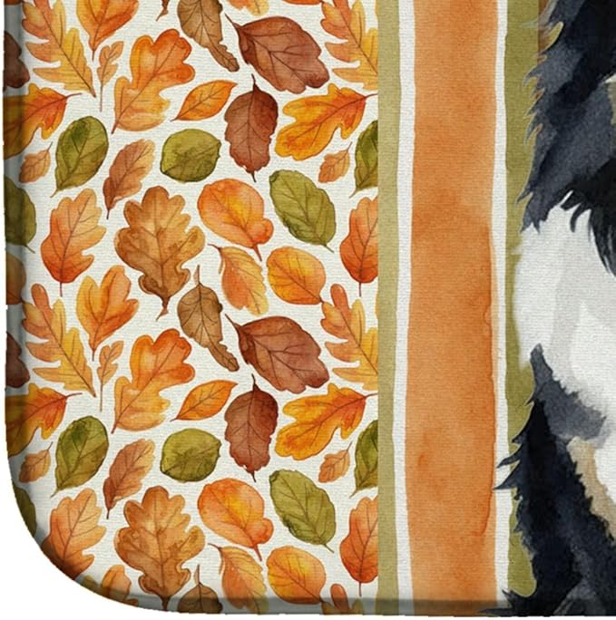 Caroline's Treasures Tricolor Sheltie Heirloom Fall Dish Drying Mat Absorbent Dish Drying Mat Pad for Kitchen Counter Dish Drainer Mat for Countertop, 14 x 21", Multicolor