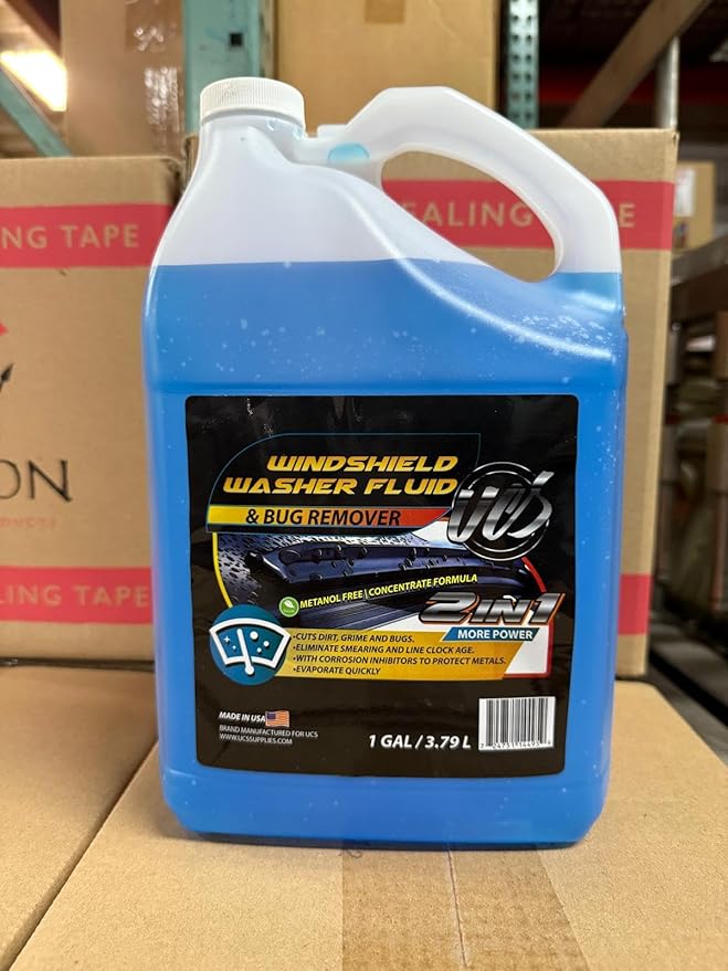 UCS Windshield Washer Fluid 2-in-1 Bug Remover – Ready to Use Formula – Streak-Free Cleaning – Removes Dirt & Road Grime – 1 Gallon (128 fl oz) Methanol-Free