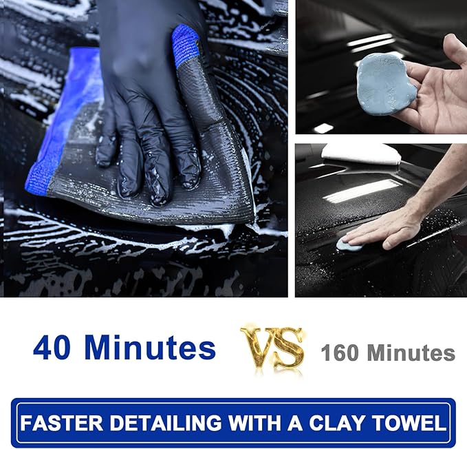 Clay Towel Auto Detailing 1 Pack, Fine Grade Microfiber Chamois Towel for Car DIY Detail, Clay Bar Alternative for Car Detailing(Blue)