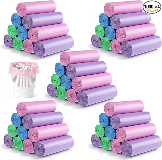 1000 Pcs Small Trash Bags 4 Gallon Small Garbage Bags Wastebasket Liners Trash Can for Bathroom Office