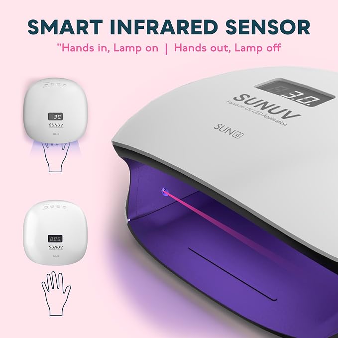 SUNUV UV LED Nail Lamp, UV Light for Nails Compatible with All Gel Polish, 36 LEDs with 4 Timer Settings, LCD Display for Home Salon (Black)