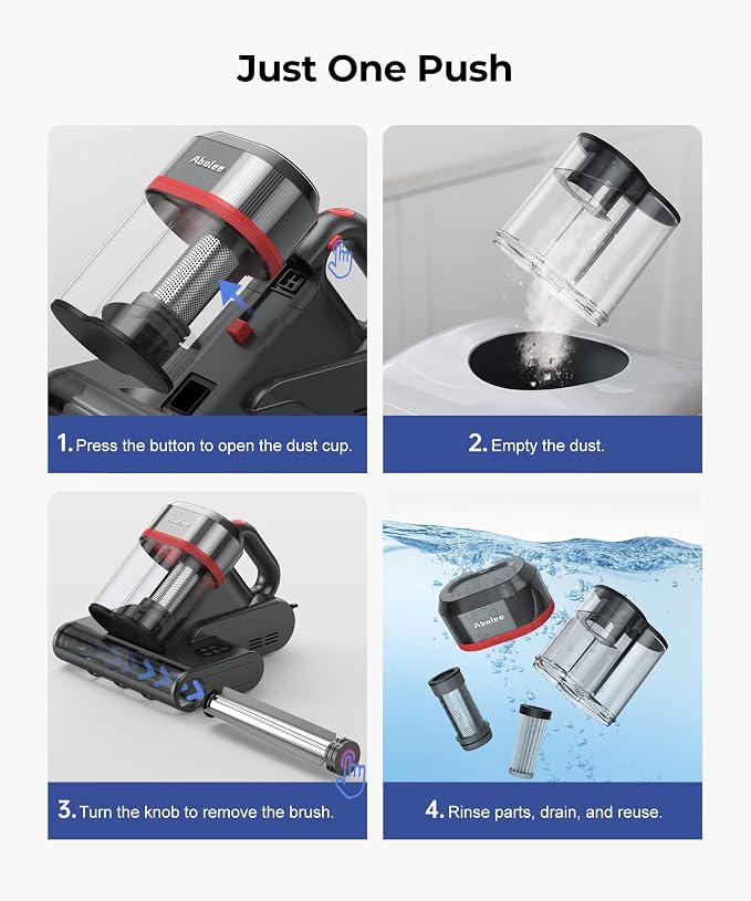 Abolee Bed Vacuum Cleaner, 6-in-1 Mattress Vacuum Cleaner Bed Vacuum Cleaner with UV-C Light & 15kPa Suction, Powerful Double-Cup Handheld Vacuum, Corded Handheld Vacuum for Dust, Silver-Gray