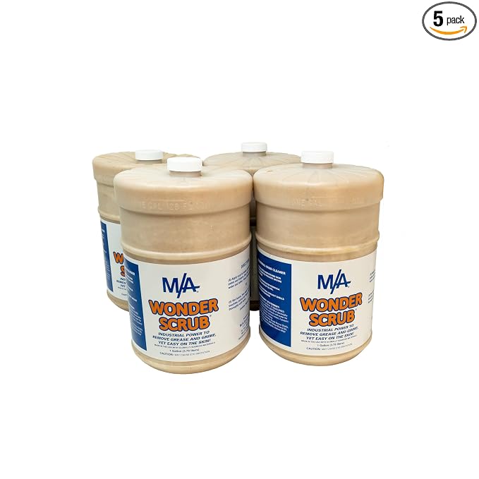 M/A Wonder Scrub - Industrial Strength Mechanic Hand Cleaner - Heavy Duty Walnut Shell Soap - Tough on Grease and Dirt (Gallon 4 Pack)