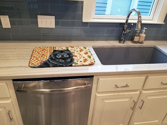 Caroline's Treasures Black Chow Chow Heirloom Fall Dish Drying Mat Absorbent Dish Drying Mat Pad for Kitchen Counter Dish Drainer Mat for Countertop, 14 x 21", Multicolor