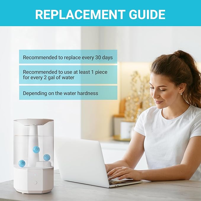 Livatro Humidifier Cleaning Ball – Fight Humidifier Mold and Bacteria with Humidifier Cleaner, Prevents Hard Water Build-Up, Eliminates White Dust, Removes Odor, For All humidifiers, Fish Tank