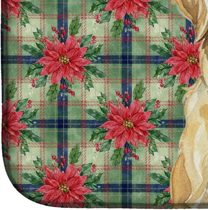 Caroline's Treasures Wheaten and Tan Otterhound Christmas PoinsettIas Dish Drying Mat Absorbent Dish Drying Mat Pad for Kitchen Counter Dish Drainer Mat for Countertop, 14 x 21", Multicolor