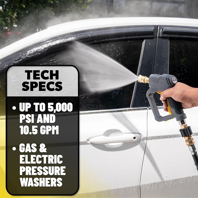 Chemical Guys Snubby Pressure Washer Gun with Foam Cannon Attachment - Short Handle for Gas and Electric Pressure Washers, Foam Sprayer Ideal for Car Washing, Detailing, and Home Cleaning Projects