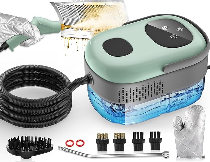 2500W Steam Cleaner, High Pressure Steamer for Cleaning, 10s Heat Up, 6 Level Adjustable Steam, 1.6L Water Tank, Chemical-Free Deep Cleaning Handheld Steam Cleaner for Home, Car, Kitchen, Bath (Green)