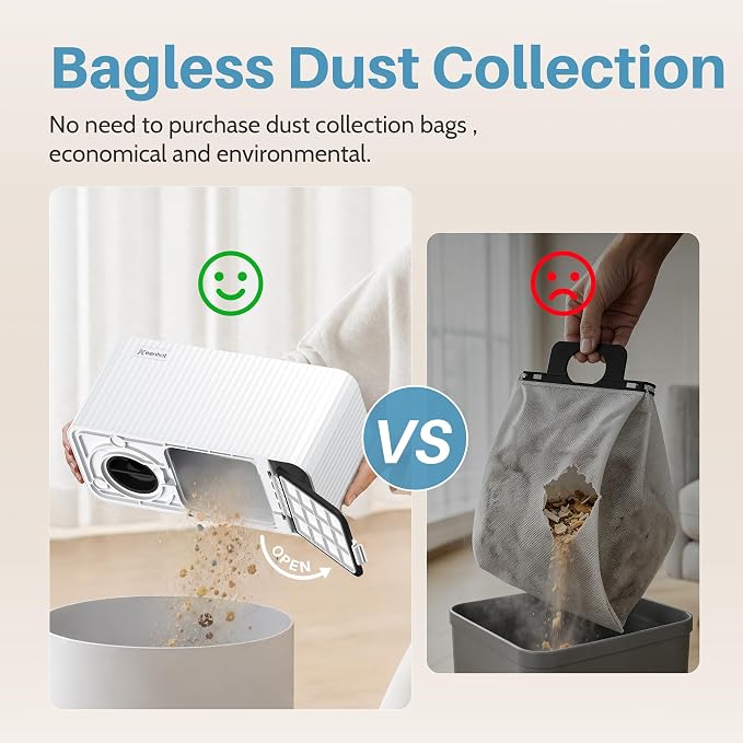 Keenhot Touchless Vacuum Automatic Dustpan - 20Kpa Suction Ultra Fast & Powerful Hair Vacuum for Sweeping Salons Pet Hair Food Dirt Home Kitchen Compact Electric Canister Vacuum Cleaner（White）
