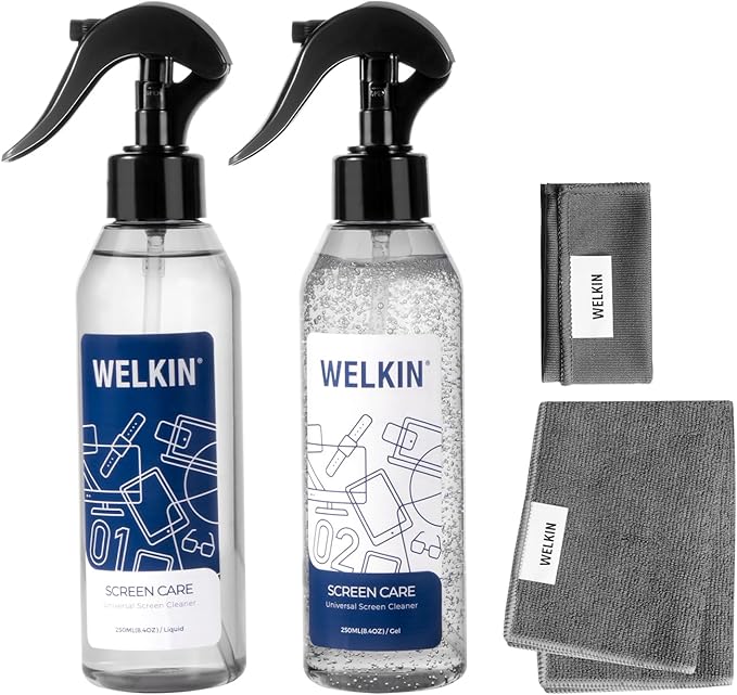 CLICK CLEAN Screen Cleaner Kit - 1 X Screen Cleaner for All Phones, Laptop and Tablet Screens, 1 X Cleaning Mist, 1 X Cleaning Gel, 1 Microfiber Cloth and 1 Glass Wipe Included