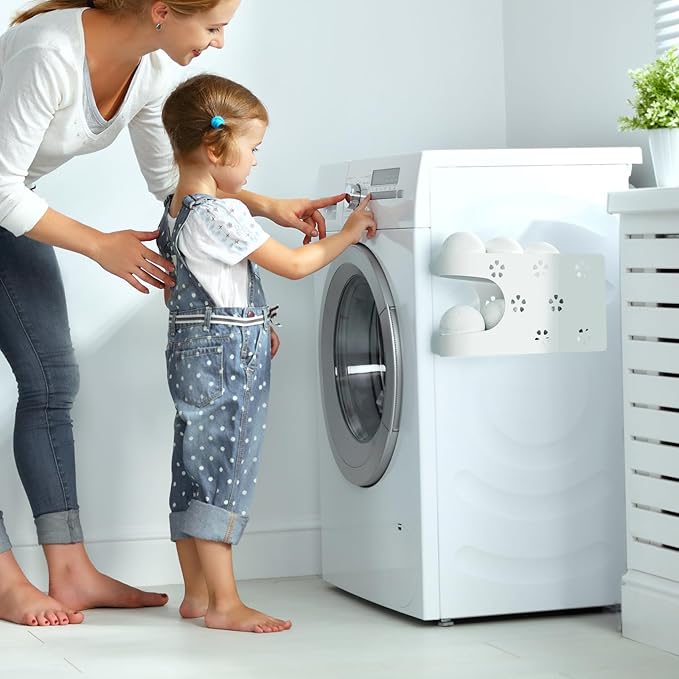 Magnetic Laundry Room Dryer Ball Holder & Organizer - Automatic Roller Chute Container With Balls