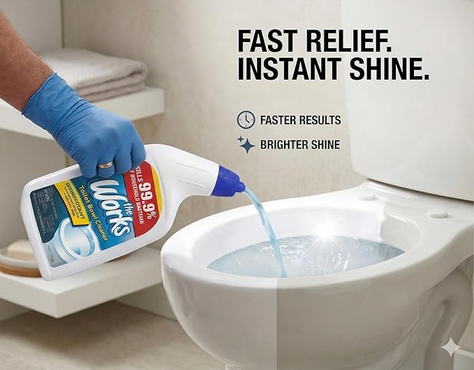 The Works Toilet Bowl Cleaner Disinfectant Removes Rust Lime Scale and Hard Water Stains Kills 99.9% of Household Bacteria 24 fl oz (Pack of 6)