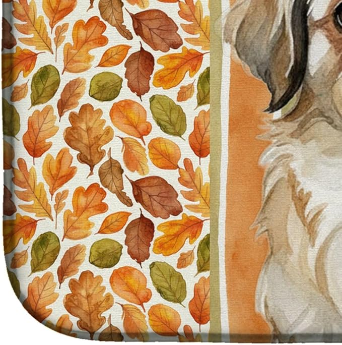 Caroline's Treasures Fawn Pekingese Heirloom Fall Dish Drying Mat Absorbent Dish Drying Mat Pad for Kitchen Counter Dish Drainer Mat for Countertop, 14 x 21", Multicolor