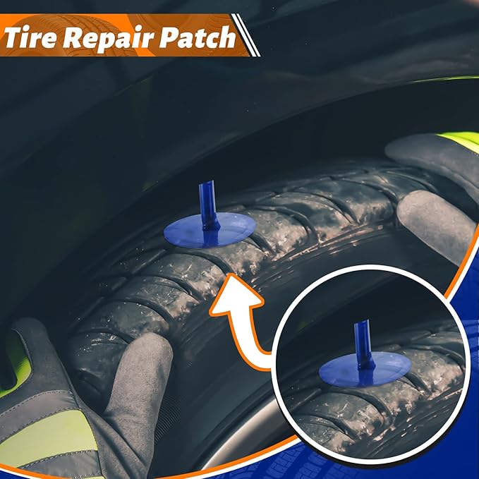 Frienda 48 Pcs Tire Patches Kit Rubber Tire Repair Patch Mushroom Plug Kit Rubber Puncture Repair Plug for Car Motorcycle Truck Bus