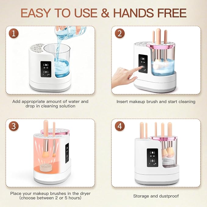 3-IN-1 Electric Makeup Brush Cleaner Machine and Dryer, SBMKK Automatic Make Up Brush Cleaner Tool, for All Size Brush Sponges Beauty Cosmetic Set
