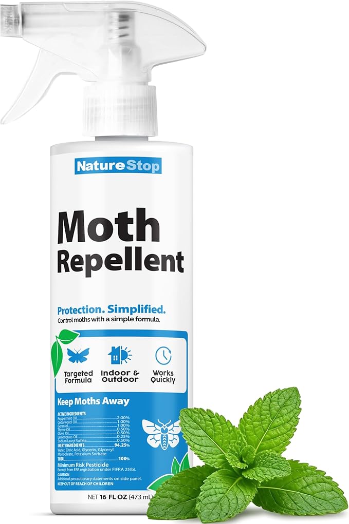Moth Repellent Spray – Helps Deter Moths from Closets, Clothing & Fabric Surfaces, 16 oz (475mL)