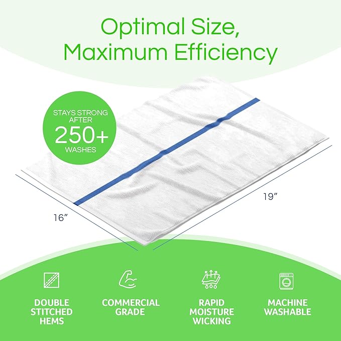 Towels N More 24-Pk 16x19 30 Oz. Absorbent Cotton Kitchen Bar Mop Towels | Reusable Kitchen Cleaning Towels for Chef, Cook, Home, Restaurant & Bar. Highly Absorbent, Multi-Purpose Cotton Towels