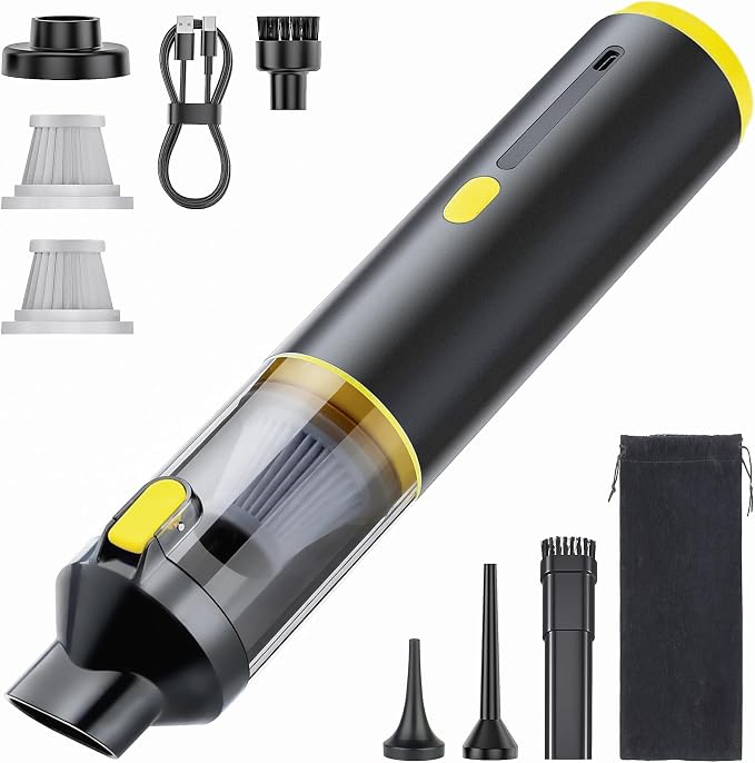 CROS Handheld Car Vacuum Portable Cordless 3 Suction Modes, 16000Pa 4-in-1 Mini Vacuum with Interchangeable Accessories for Car, Small Jobs, Keyboard and Office
