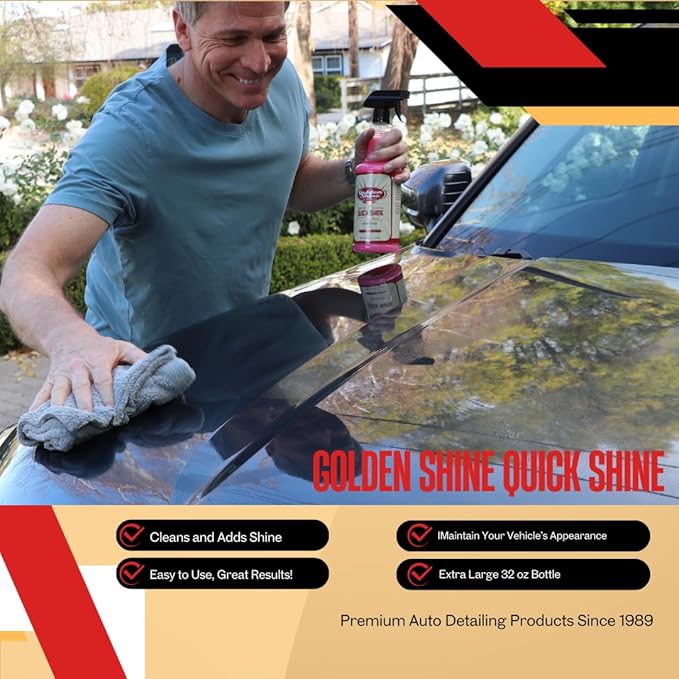 GOLDEN SHINE Quick Shine Instant Detail Spray, 32 Ounce Bottle Cleans and Shines Your Vehicle 10032