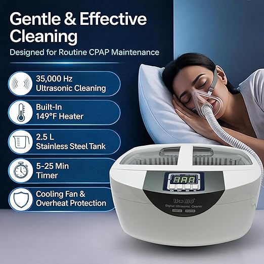iSonic P4820 Ultrasonic Cleaner – Deep Cleaning for CPAP Masks, Hoses & Sleep Apnea Accessories (Small)