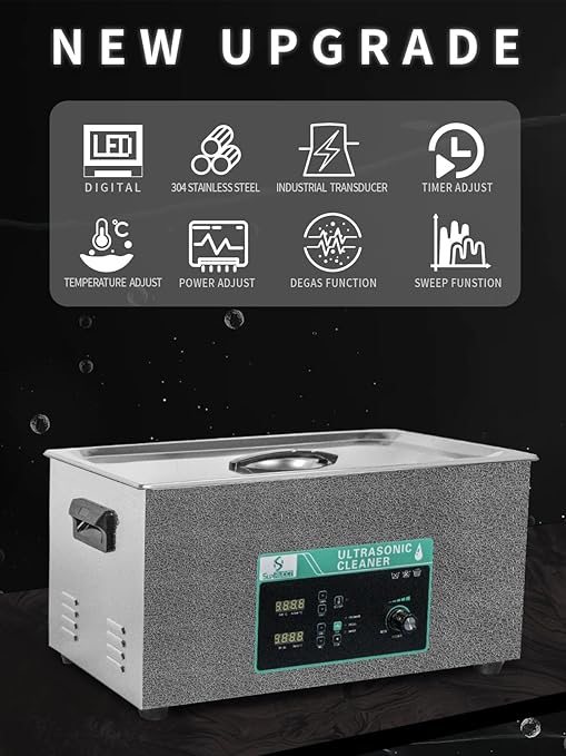 Ultrasonic Cleaner 20L with Adjustable Power & Sweep, 480W Ultrasonic Carburetor Cleaner, Digital Timer and Heater, Heavy-Duty Parts Cleaner for Industrial, Motorcycle, and Hardware Tools