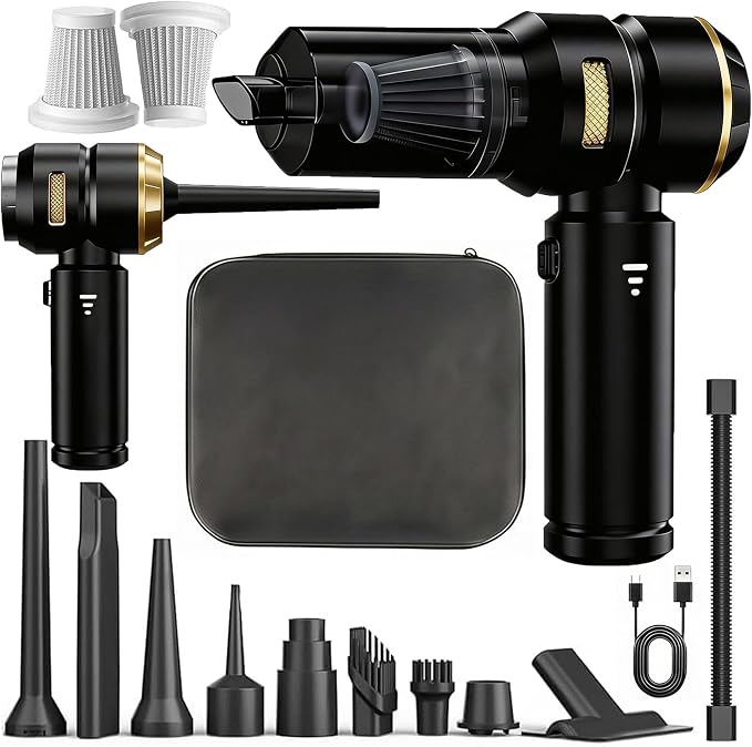 Car Vacuum/Air Duster Cordless - 22000Pa Super Power 4-in-1 Handheld Vacuum, Mini Portable Car Vacuum& Air Duster & Air Blower & Pump with 10 Cleaning Nozzle Tools for Car, Home, Office, Pet Hair