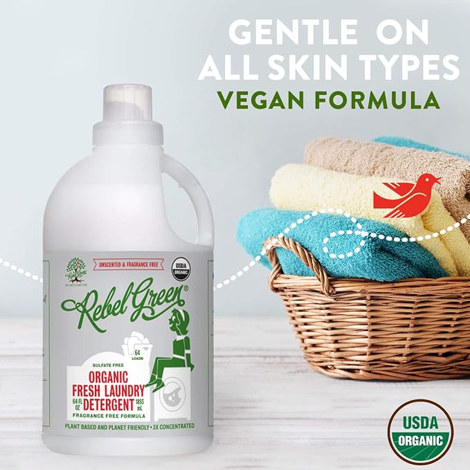 Rebel Green Organic Unscented Fresh Laundry Detergent, 64 FZ