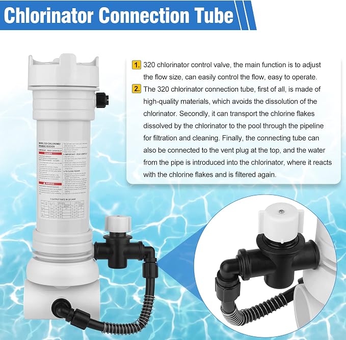 Upgraded 320 Pool Chlorinator Automatic Chlorine/Bromine Inline Feeder Compatible with pentair Rainbow 320 Chlorinator, R171096 Feeder for Various Online and Offline Pools and spa Centers