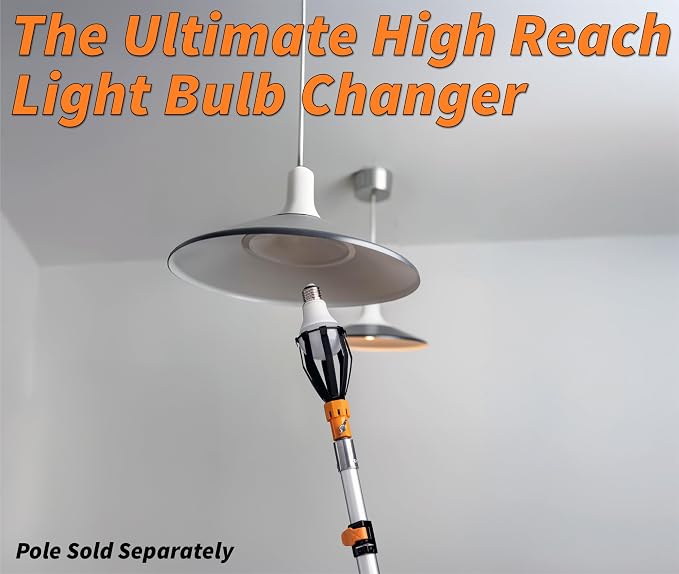 20 Foot High Reach Duster Kit with 4-12 ft Extension Pole & Light Bulb Changer Attachment Kit // Cobweb Duster, Feather Duster & Fan Duster // Suction Cup, Light Bulb Remover, Microfiber and Basket