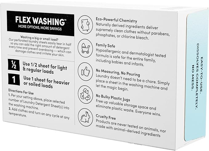 Clean Revolution Laundry Detergent Sheets, 50 Sheets, 100 Loads of Laundry, Fresh Linen, Septic Safe, Dissolves Completely, USA Produced and Inspected