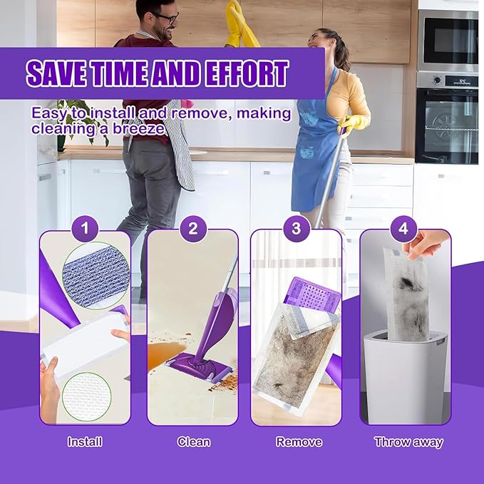 100 Pack Disposable Wetjet Pads Refills for Swiffer Wet Jet Mops, 4 Layers Thickened | Super Heavy-Duty Absorbent | Stickiness, Absorbent for Household Cleaning & Suit All Multi-Surface