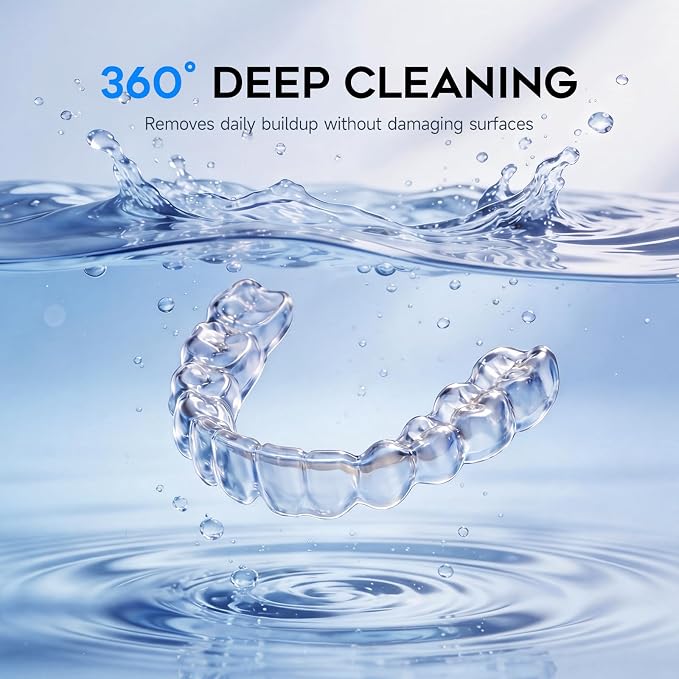 Ultrasonic Retainer Cleaner Machine, Dynamic 42-48kHz Dental Cleaning Pod with Digital Timer, 200ml Mouth Guard Cleaner Pod for Aligners, Night Guards, Dental Trays, Braces & Toothbrushes (Jet Black)
